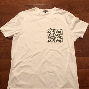 CANALI WHITE COTTON SHIRT W/OPTICAL CANALI POCKET